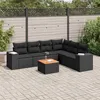 Image de vidaXL Salon de jardin 7 pcs avec coussins noir résine tressée