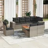 Image de Vidaxl Salon De Jardin 9 Pcs Avec Coussins Gris RÃ©sine TressÃ©e