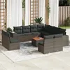 Image de vidaXL Salon de jardin avec coussins 12 pcs gris résine tressée