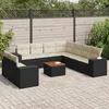 Image de Vidaxl Salon De Jardin 10 Pcs Avec Coussins Noir RÃ©sine TressÃ©e