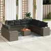Image de Vidaxl Salon De Jardin Avec Coussins 10 Pcs Gris RÃ©sine TressÃ©e