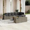 Image de vidaXL Salon de jardin 9 pcs avec coussins gris résine tressée3257866