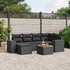 Image de Vidaxl Salon De Jardin 7 Pcs Avec Coussins Noir RÃ©sine TressÃ©e