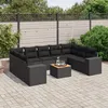 Image de Vidaxl Salon De Jardin 10 Pcs Avec Coussins Noir RÃ©sine TressÃ©e