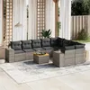 Image de vidaXL Salon de jardin avec coussins 10 pcs gris résine tressée3257936