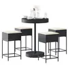 Image de vidaXL Ensemble de bar de jardin 5 pcs avec coussins noir poly rotin
