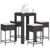 Image de vidaXL Ensemble de bar de jardin 5 pcs avec coussins noir poly rotin