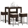 Image de vidaXL Ensemble de bar de jardin avec coussins 5 pcs marron poly rotin