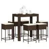 Image de vidaXL Ensemble de bar de jardin avec coussins 7 pcs marron poly rotin