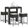 Image de vidaXL Ensemble de bar de jardin 5 pcs avec coussins noir poly rotin