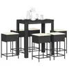 Image de vidaXL Ensemble de bar de jardin 7 pcs avec coussins noir poly rotin