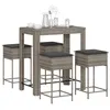 Image de vidaXL Ensemble de bar de jardin 5 pcs avec coussins gris poly rotin