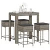 Image de Vidaxl Ensemble De Bar De Jardin 5 Pcs Avec Coussins Gris Poly Rotin