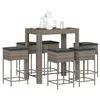 Image de vidaXL Ensemble de bar de jardin 7 pcs avec coussins gris poly rotin