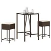 Image de vidaXL Ensemble de bar de jardin 3 pcs et coussins brun résine tressée