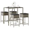Image de Vidaxl Ensemble De Bar De Jardin 5 Pcs Avec Coussins Gris Poly Rotin