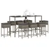 Image de vidaXL Ensemble de bar de jardin 9 pcs avec coussins gris poly rotin