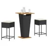 Image de vidaXL Ensemble de bar de jardin 3 pcs avec coussins noir poly rotin