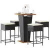 Image de vidaXL Ensemble de bar de jardin 5 pcs avec coussins noir poly rotin