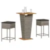 Image de vidaXL Ensemble de bar de jardin 3 pcs et coussins gris résine tressée