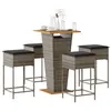 Image de vidaXL Ensemble de bar de jardin 5 pcs avec coussins gris poly rotin
