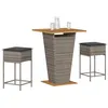 Image de vidaXL Ensemble de bar de jardin 3 pcs et coussins gris résine tressée3261482