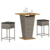 Image de Vidaxl Ensemble De Bar De Jardin 3 Pcs Et Coussins Gris RÃ©sine TressÃ©e