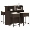 Image de vidaXL Ensemble de bar de jardin avec coussins 5 pcs marron poly rotin