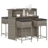 Image de vidaXL Ensemble de bar de jardin 5 pcs avec coussins gris poly rotin