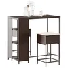 Image de Vidaxl Ensemble De Bar De Jardin 3 Pcs Et Coussins Brun RÃ©sine TressÃ©e