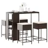 Image de vidaXL Ensemble de bar de jardin avec coussins 5 pcs marron poly rotin
