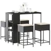 Image de vidaXL Ensemble de bar de jardin 5 pcs avec coussins noir poly rotin