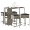 Image de vidaXL Ensemble de bar de jardin 5 pcs avec coussins gris poly rotin