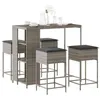 Image de Vidaxl Ensemble De Bar De Jardin 5 Pcs Avec Coussins Gris Poly Rotin