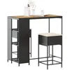 Image de vidaXL Ensemble de bar de jardin 3 pcs avec coussins noir poly rotin