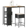 Image de Vidaxl Ensemble De Bar De Jardin 3 Pcs Avec Coussins Noir Poly Rotin