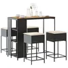 Image de vidaXL Ensemble de bar de jardin 5 pcs avec coussins noir poly rotin