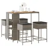 Image de vidaXL Ensemble de bar de jardin 5 pcs avec coussins gris poly rotin