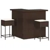 Image de vidaXL Ensemble de bar de jardin 3 pcs et coussins brun résine tressée