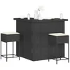 Image de vidaXL Ensemble de bar de jardin 3 pcs avec coussins noir poly rotin3261502