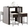 Image de vidaXL Ensemble de bar de jardin avec coussins 5 pcs marron poly rotin