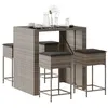 Image de vidaXL Ensemble de bar de jardin 5 pcs avec coussins gris poly rotin