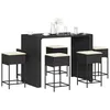 Image de vidaXL Ensemble de bar de jardin 7 pcs avec coussins noir poly rotin