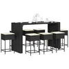 Image de vidaXL Ensemble de bar de jardin 9 pcs avec coussins noir poly rotin
