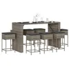 Image de vidaXL Ensemble de bar de jardin 9 pcs avec coussins gris poly rotin