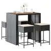 Image de vidaXL Ensemble de bar de jardin 5 pcs avec coussins noir poly rotin