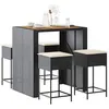 Image de Vidaxl Ensemble De Bar De Jardin 5 Pcs Avec Coussins Noir Poly Rotin
