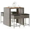 Image de vidaXL Ensemble de bar de jardin 5 pcs avec coussins gris poly rotin