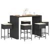 Image de vidaXL Ensemble de bar de jardin 7 pcs avec coussins noir poly rotin