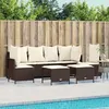 Image de Vidaxl Salon De Jardin Avec Coussins 5 Pcs Marron RÃ©sine TressÃ©e